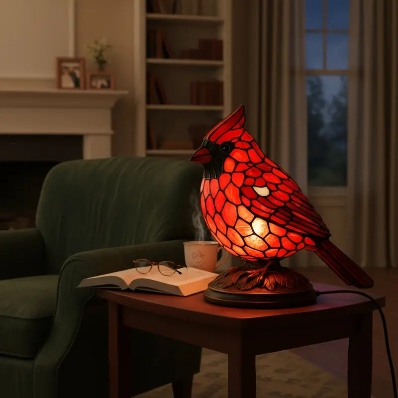 Natusite | Decorative Red Cardinal Bird Accent Table Lamp