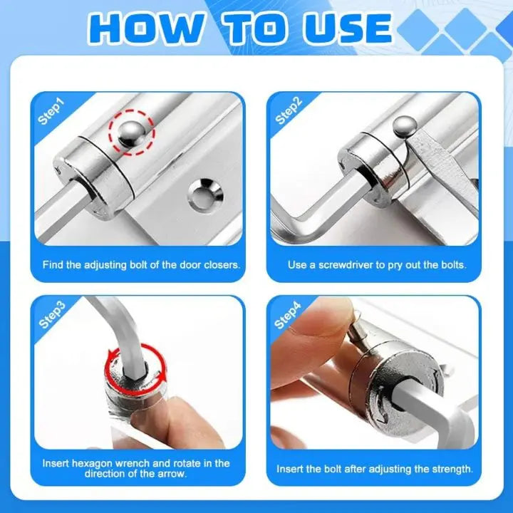 Automatic Door Closer with Adjustable Force – Silent Self-Closing Mechanism for Home & Office Doors