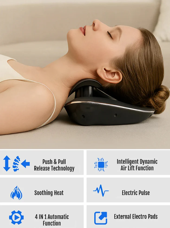 Smart Neck Massager & Cervical Traction | Heated EMS Red Light