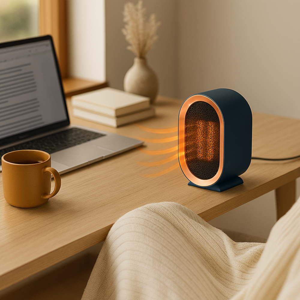 ThermoFlow | Modern Compact Portable Ceramic Heater for Home and Workspace