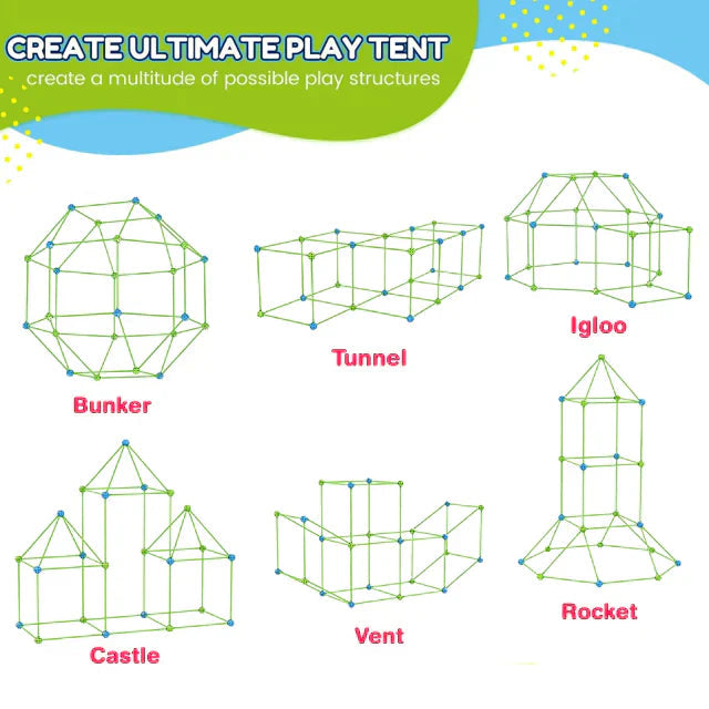 Creative Construction Set - Creative Forts & Tents - Fun Educational Plastic Toy!