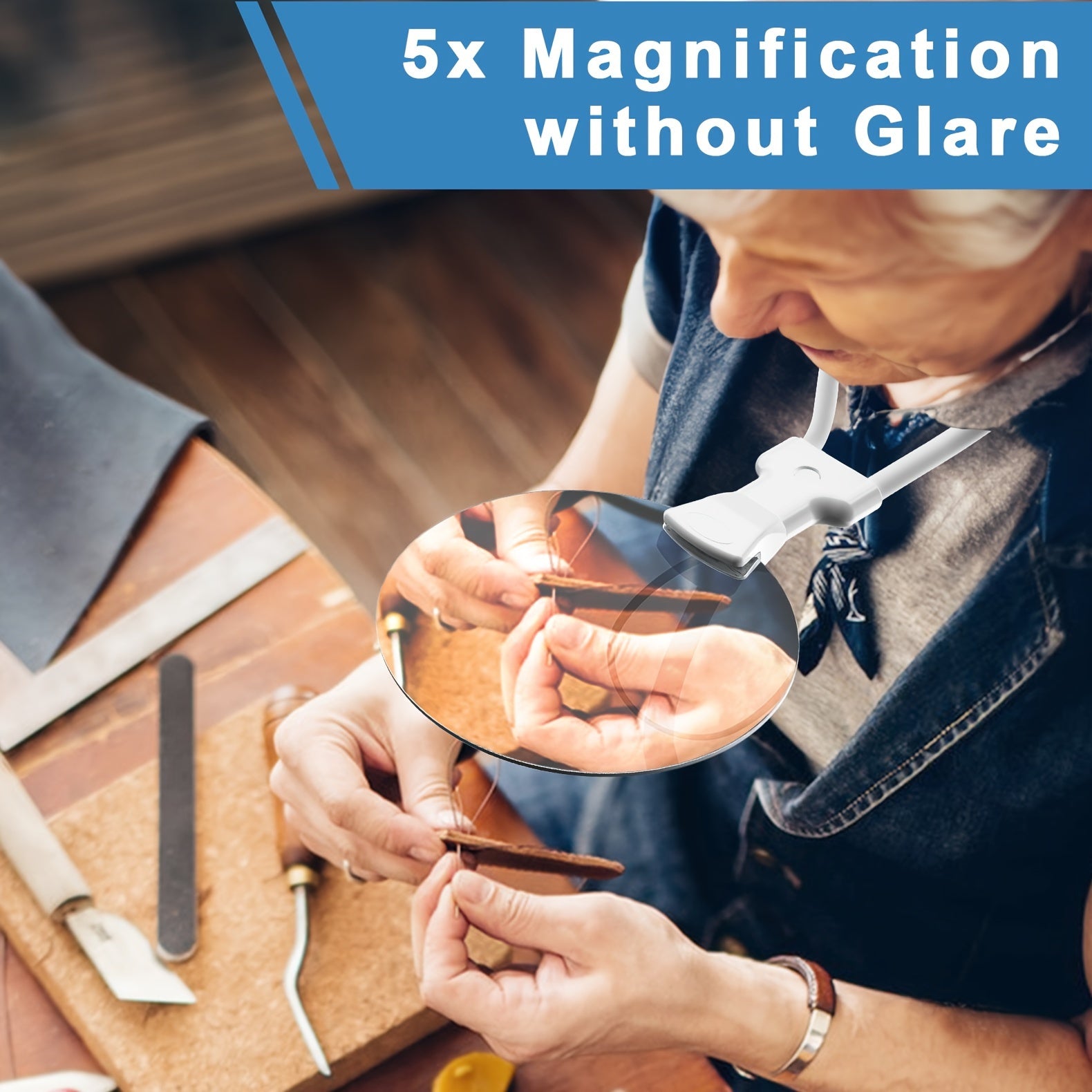 CarterLens | Ergonomic Adjustable 5X Hands-Free Magnifying Glass