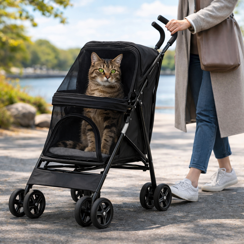 Comfort Pet Gear Dog Stroller – Lightweight Foldable Mesh Pet Carriage for Small Dogs & Cats on the Go