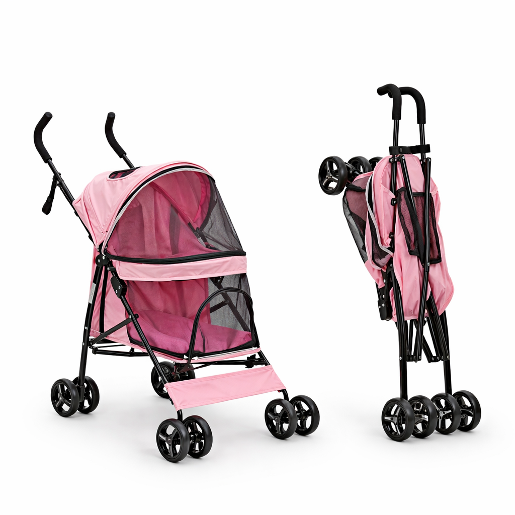 Comfort Pet Gear Dog Stroller – Lightweight Foldable Mesh Pet Carriage for Small Dogs & Cats on the Go