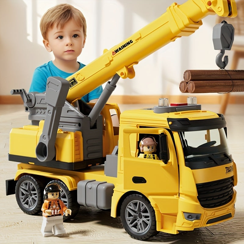 Toy Construction Crane Truck with Lights, Sounds & Movable Arm