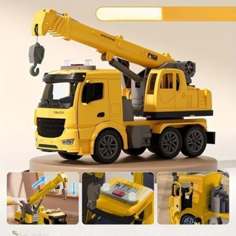 Toy Construction Crane Truck with Lights, Sounds & Movable Arm