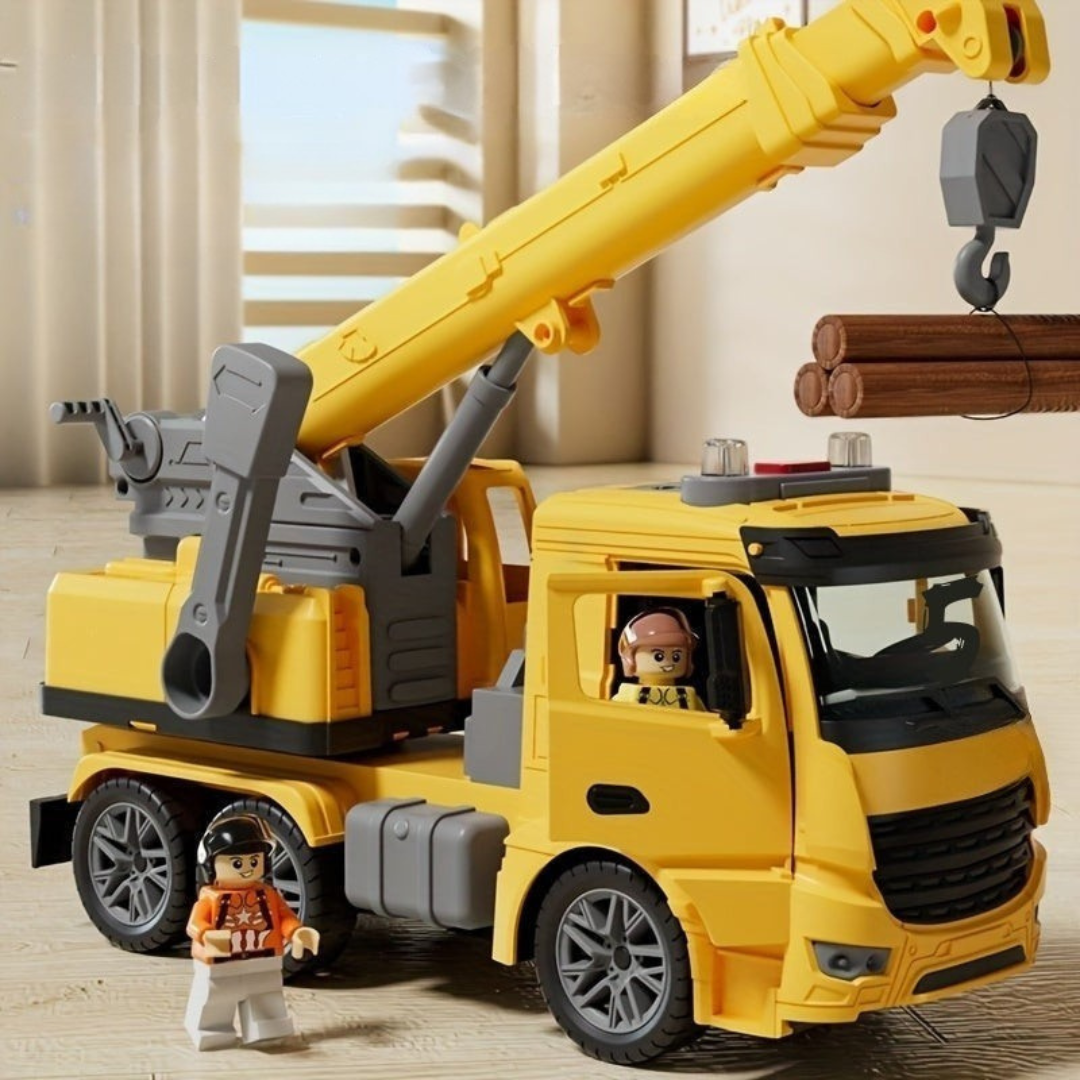 Toy Construction Crane Truck with Lights, Sounds & Movable Arm