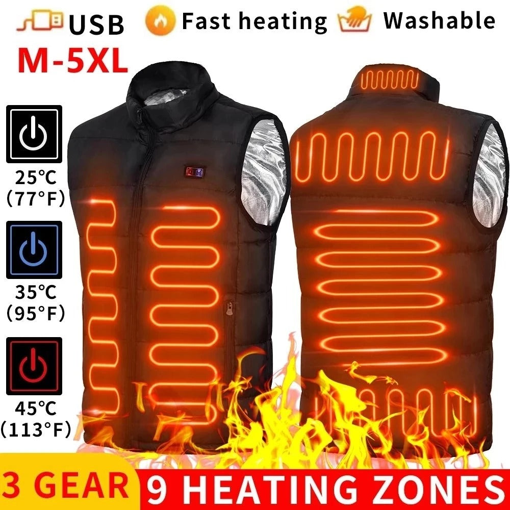 Rechargeable Heated Vest, 9-Zone Warming System