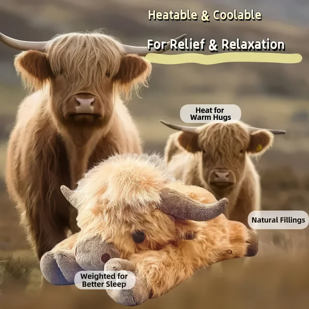 FarmFriend | Cute Soft Stuffed Cartoon Highland Cow Plush Toy