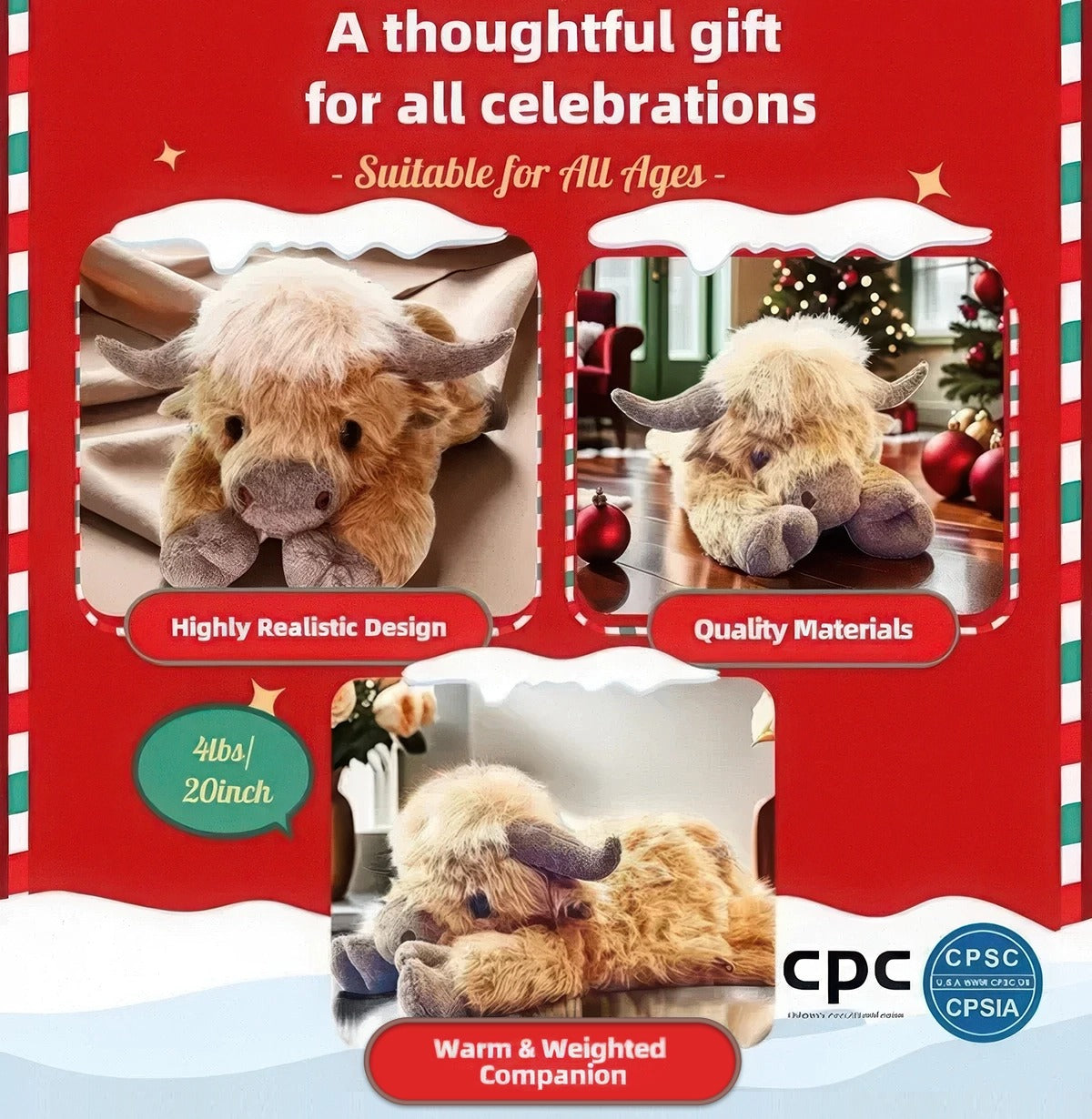 FarmFriend | Cute Soft Stuffed Cartoon Highland Cow Plush Toy
