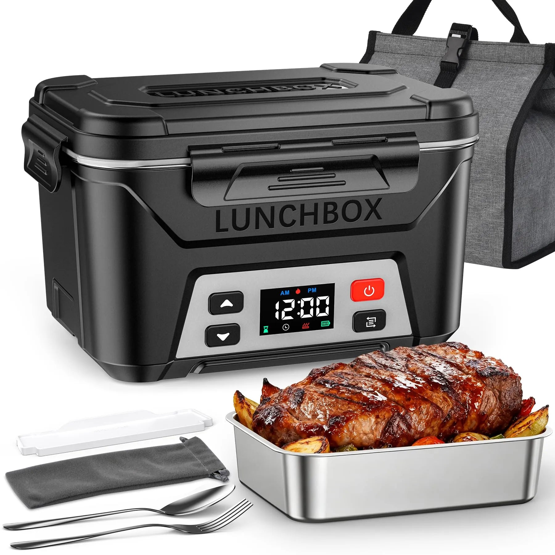 LunchVolt | 1.3L Wireless Rechargeable Self-Heating Lunch Box with Timer