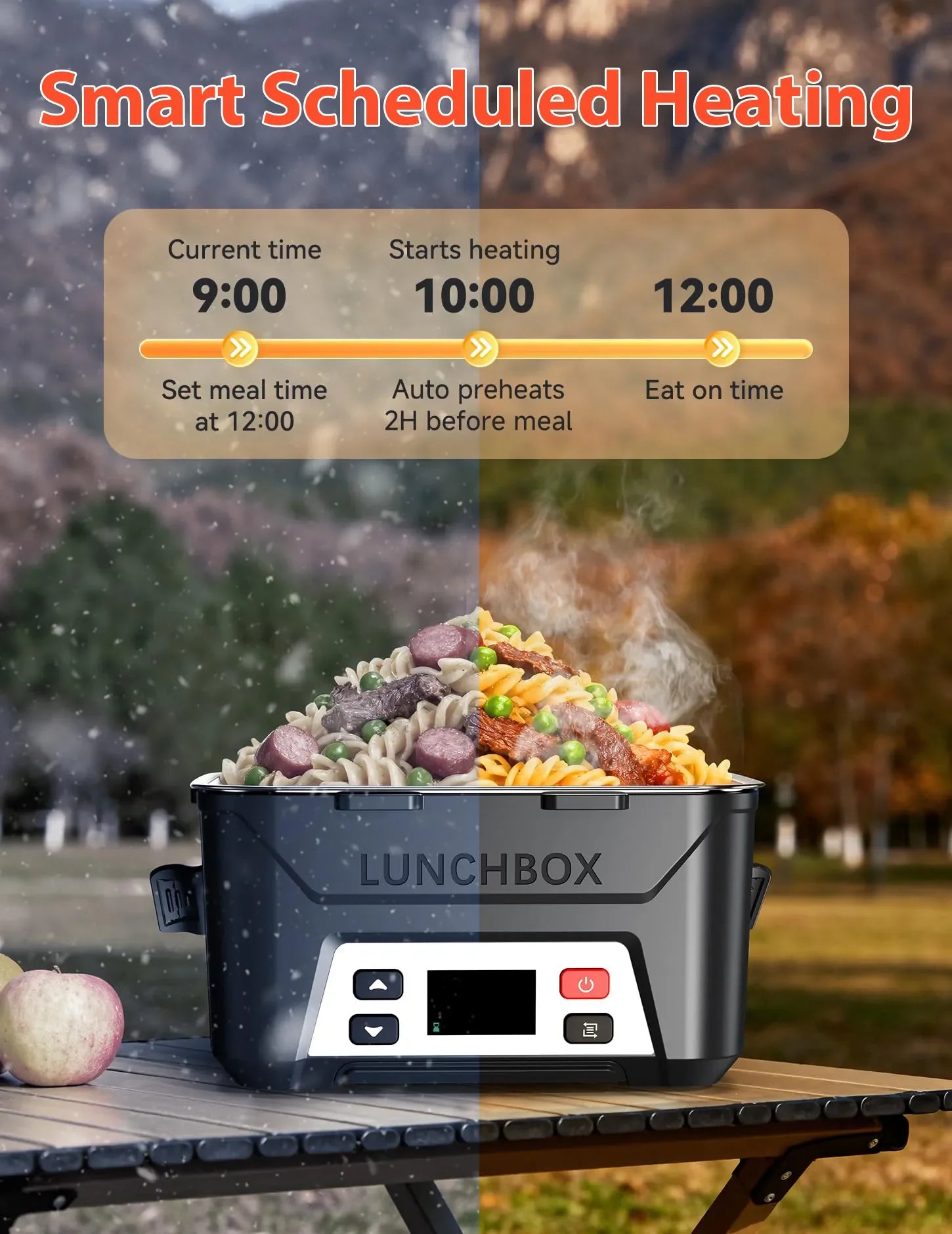 LunchVolt | 1.3L Wireless Rechargeable Self-Heating Lunch Box with Timer