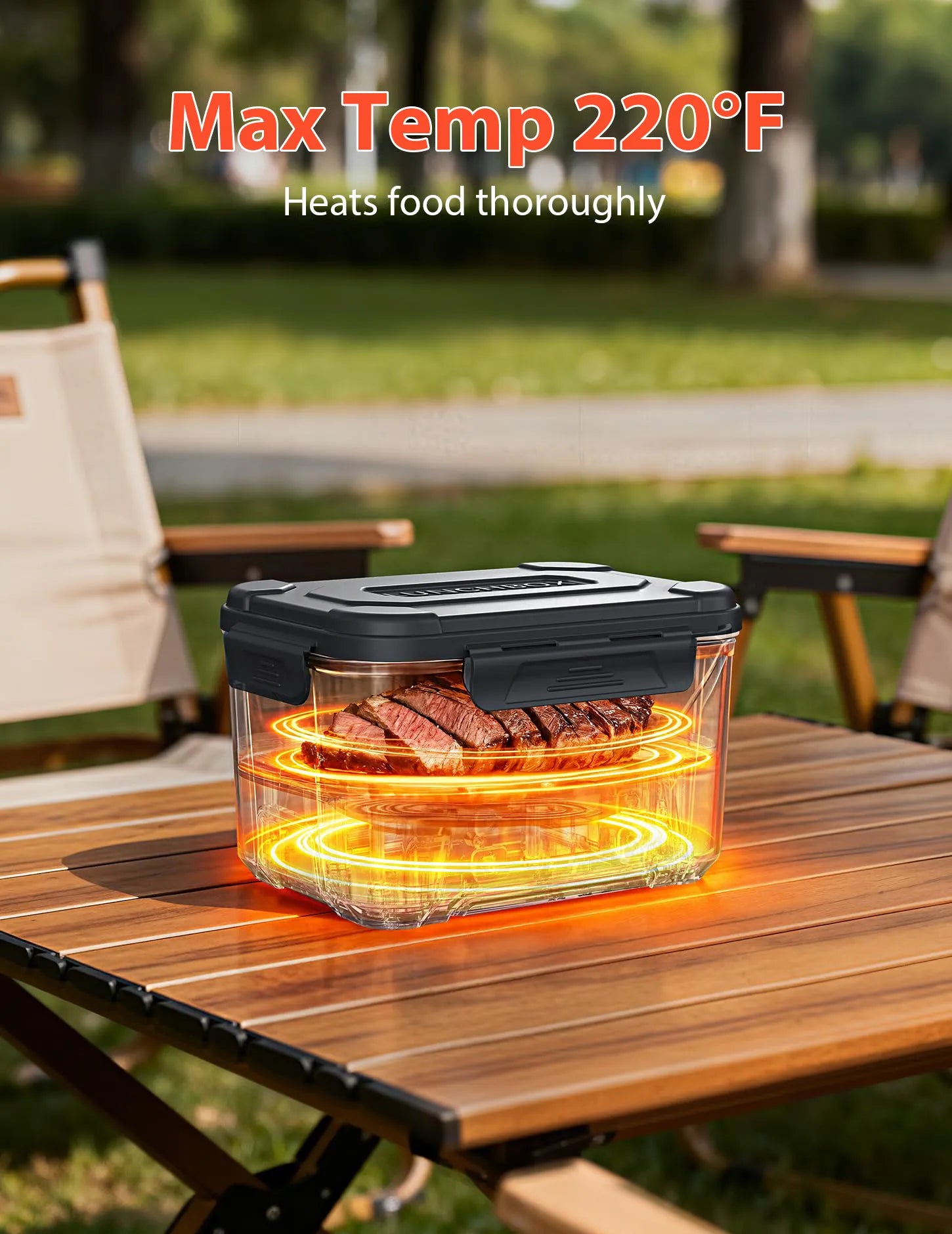 LunchVolt | 1.3L Wireless Rechargeable Self-Heating Lunch Box with Timer