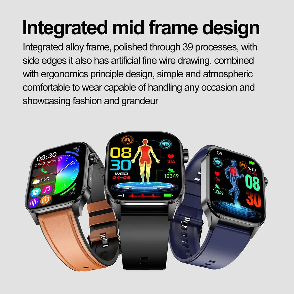 VitalSensy | Intelligent ECG/EKG Blood Sugar and Pressure Monitoring Smart Watch with Calling - RT58