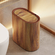 Elegant Oval Marble-Pattern Waste Bin - Stylish Slim Trash Can for Bathrooms, Offices and Living Spaces