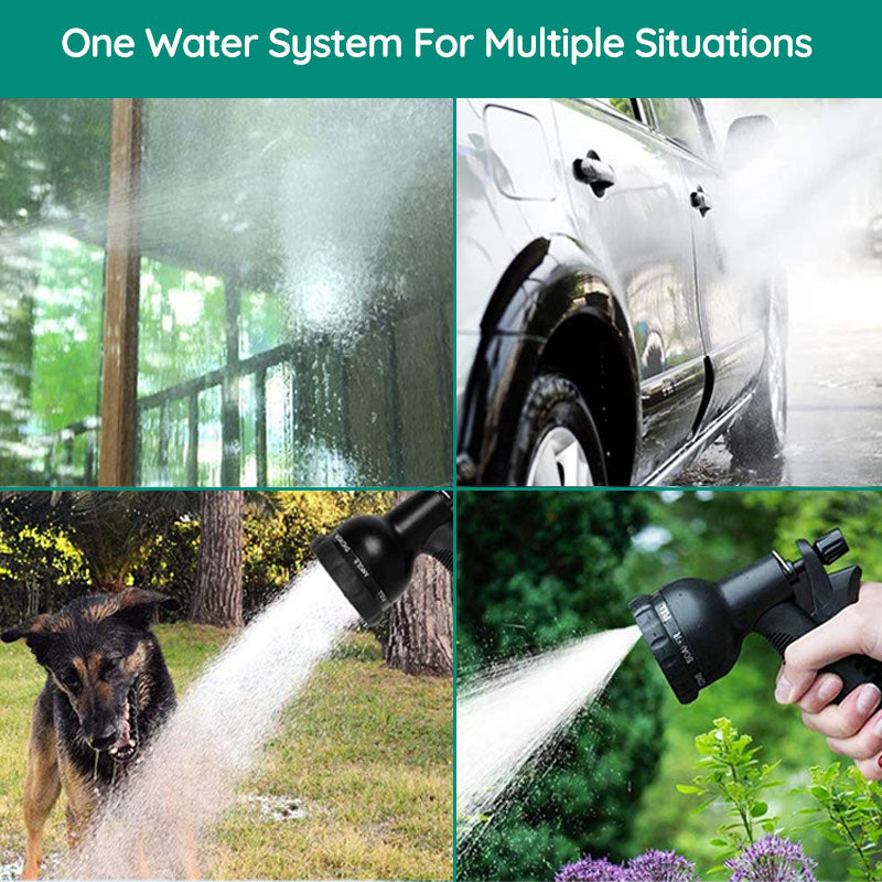Expandable Flexible Garden Hose with Eight Function Spray Nozzle