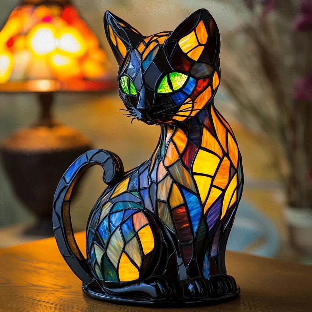 Cute Cat Night Lamp with Soft LED Glow - Adorable Bedside Mood Light for Nurseries, Kids and Bedrooms