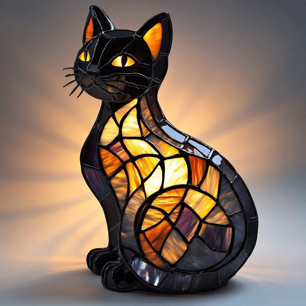 Cute Cat Night Lamp with Soft LED Glow - Adorable Bedside Mood Light for Nurseries, Kids and Bedrooms