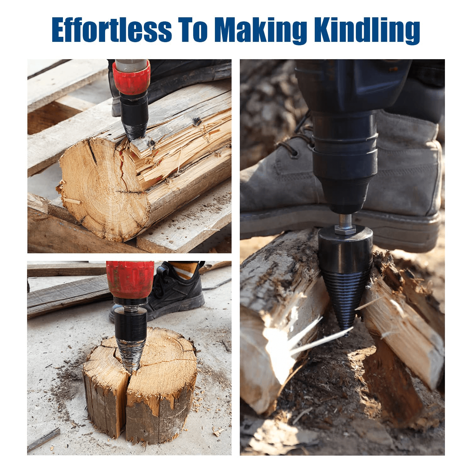 Heavy Duty Log Splitter Drill Bit | Cone Screw Wood Splitting Tool