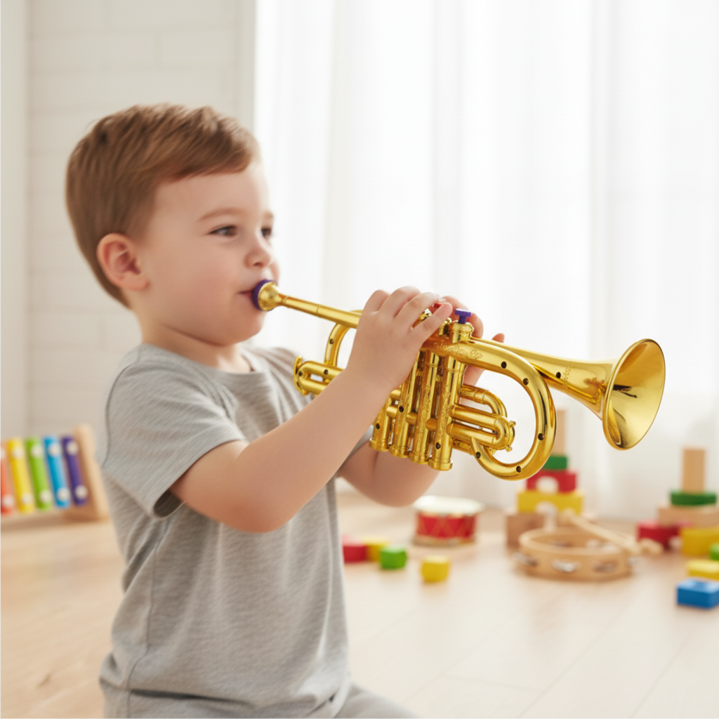 Kids Musical Trumpet Toy, 4 Key ABS Plastic Educational Instrument