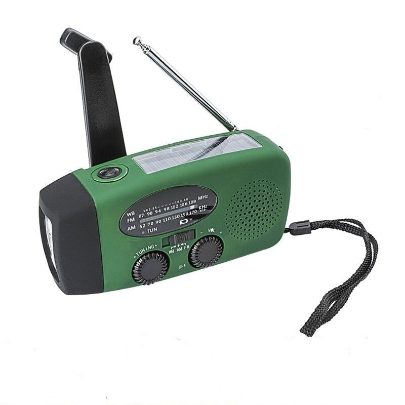 Portable Emergency Solar Radio with Hand Crank, NOAA Weather Alerts, LED Flashlight & 1000mAh Power Bank for Outdoor Survival & Camping