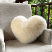 Heart Shaped Faux Fur Throw Pillow | Decorative Sofa Accent Cushion
