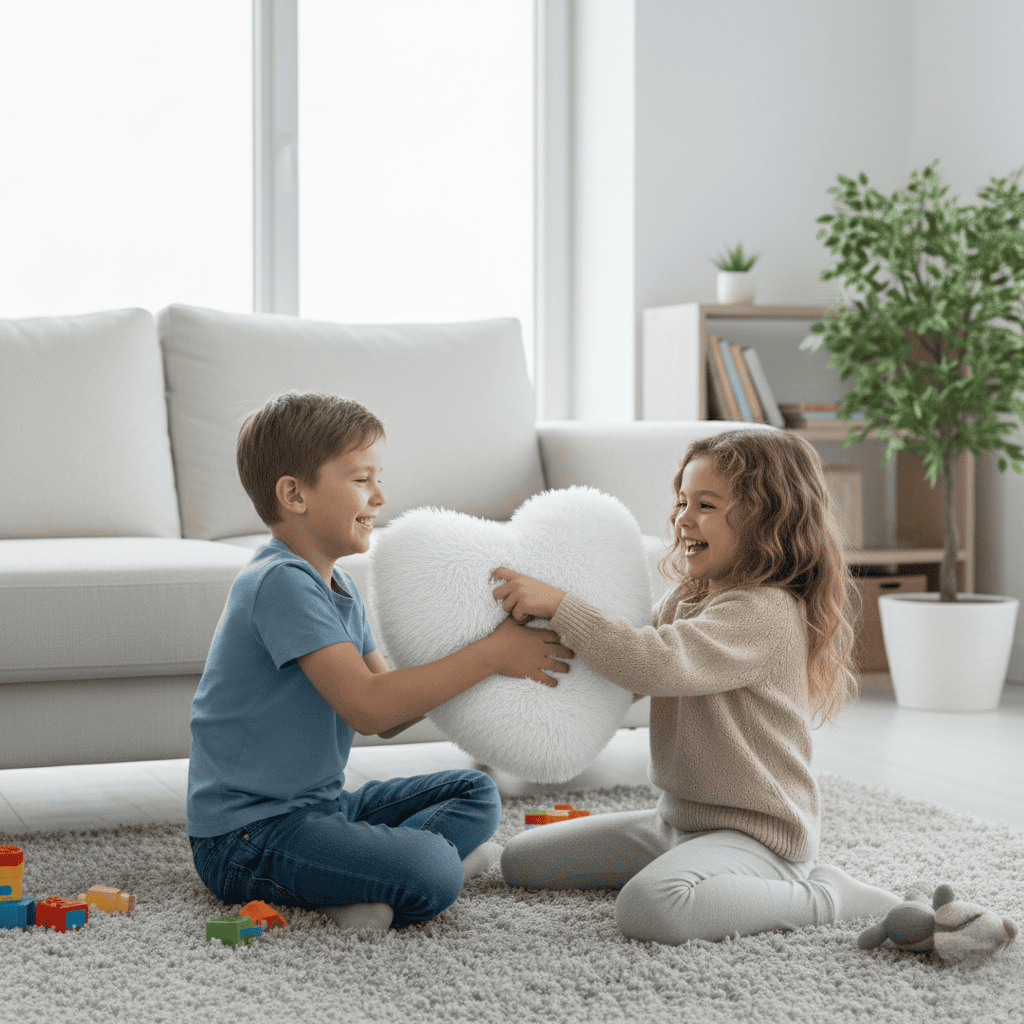 Heart Shaped Faux Fur Throw Pillow | Decorative Sofa Accent Cushion