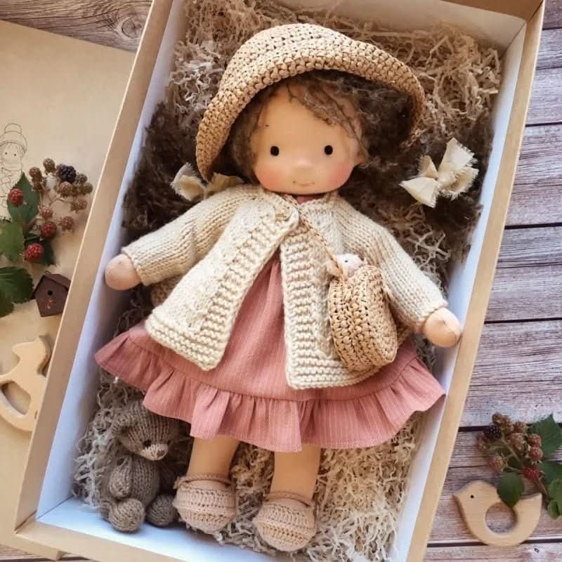 Handmade Waldorf Cotton Doll - Soft Natural Cuddle Companion for Imaginative Play and Nursery Decor