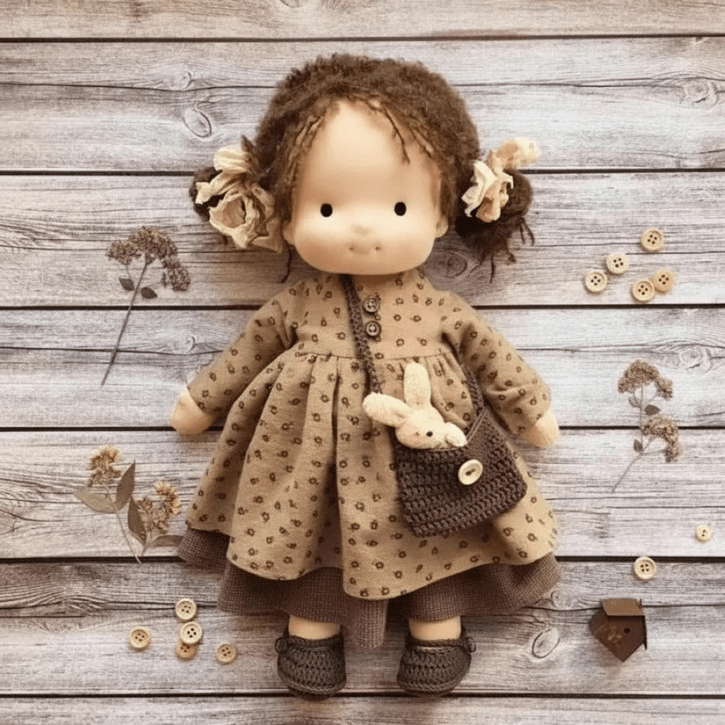 Handmade Waldorf Cotton Doll - Soft Natural Cuddle Companion for Imaginative Play and Nursery Decor