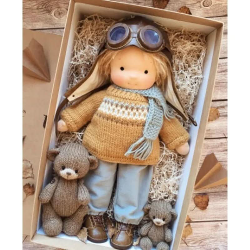 Handmade Waldorf Cotton Doll - Soft Natural Cuddle Companion for Imaginative Play and Nursery Decor