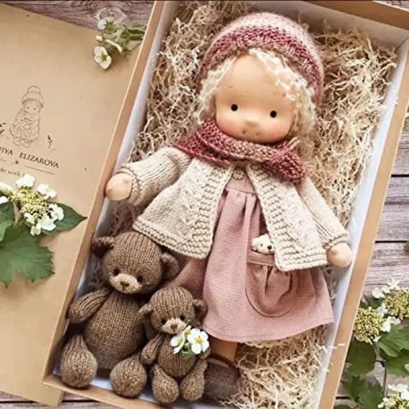 Handmade Waldorf Cotton Doll - Soft Natural Cuddle Companion for Imaginative Play and Nursery Decor