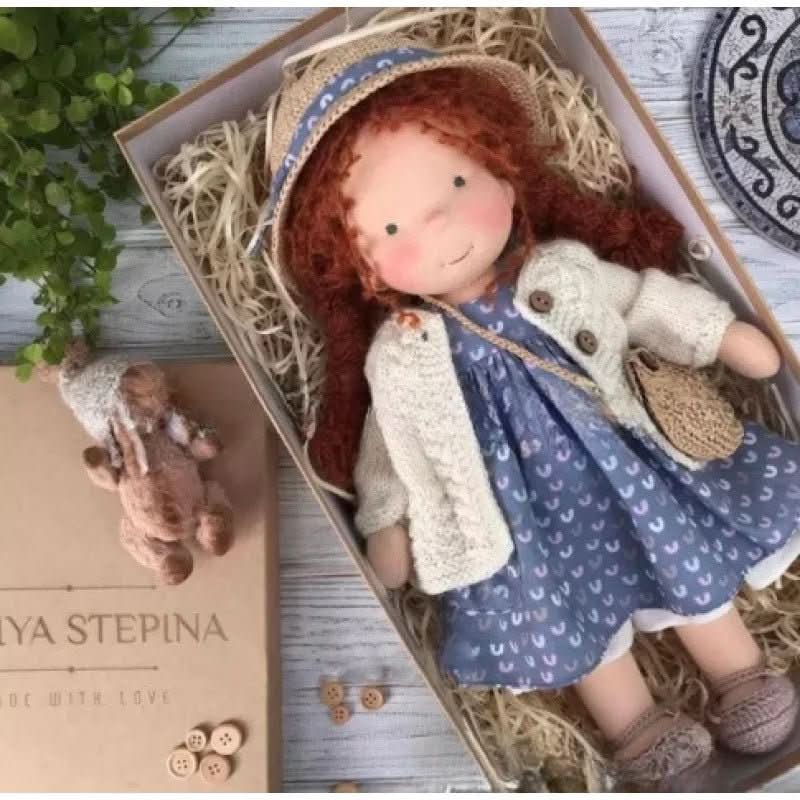 Handmade Waldorf Cotton Doll - Soft Natural Cuddle Companion for Imaginative Play and Nursery Decor