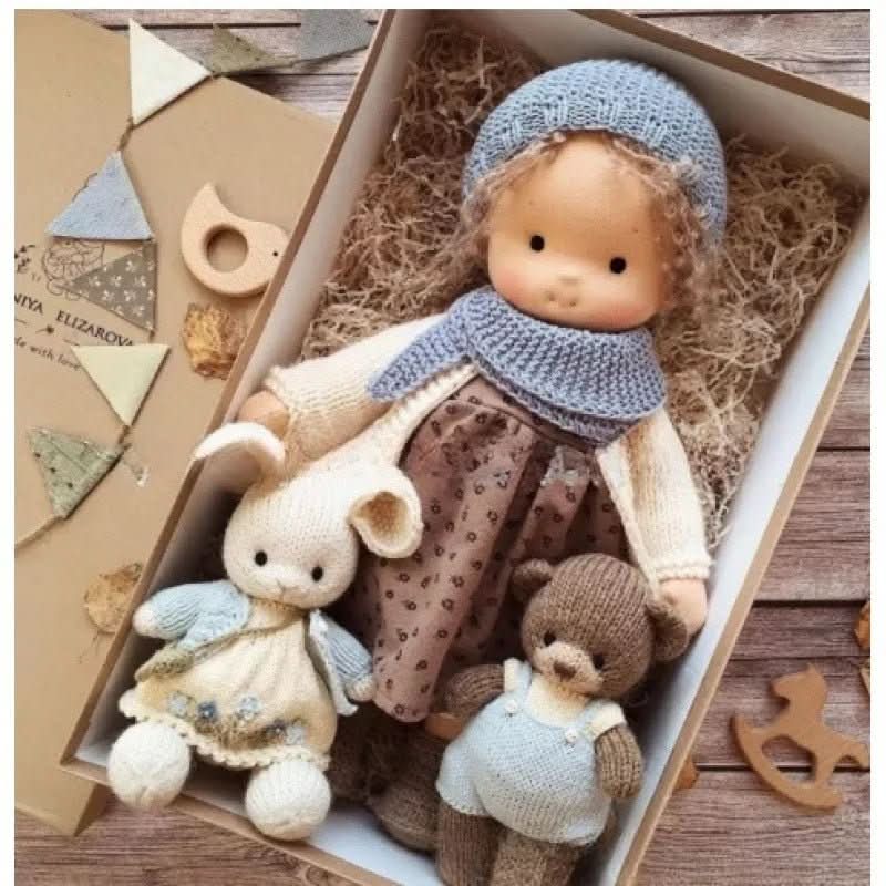 Handmade Waldorf Cotton Doll - Soft Natural Cuddle Companion for Imaginative Play and Nursery Decor