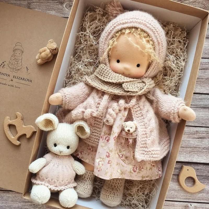 Handmade Waldorf Cotton Doll - Soft Natural Cuddle Companion for Imaginative Play and Nursery Decor