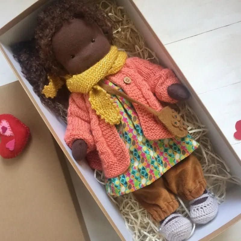 Handmade Waldorf Cotton Doll - Soft Natural Cuddle Companion for Imaginative Play and Nursery Decor