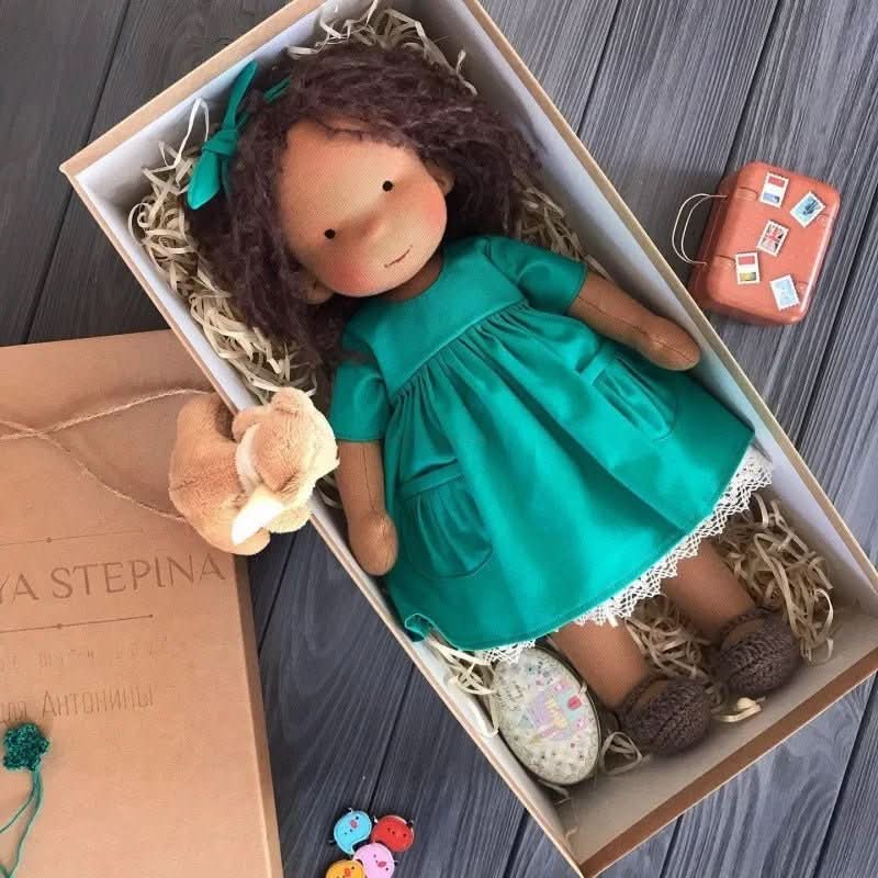 Handmade Waldorf Cotton Doll - Soft Natural Cuddle Companion for Imaginative Play and Nursery Decor