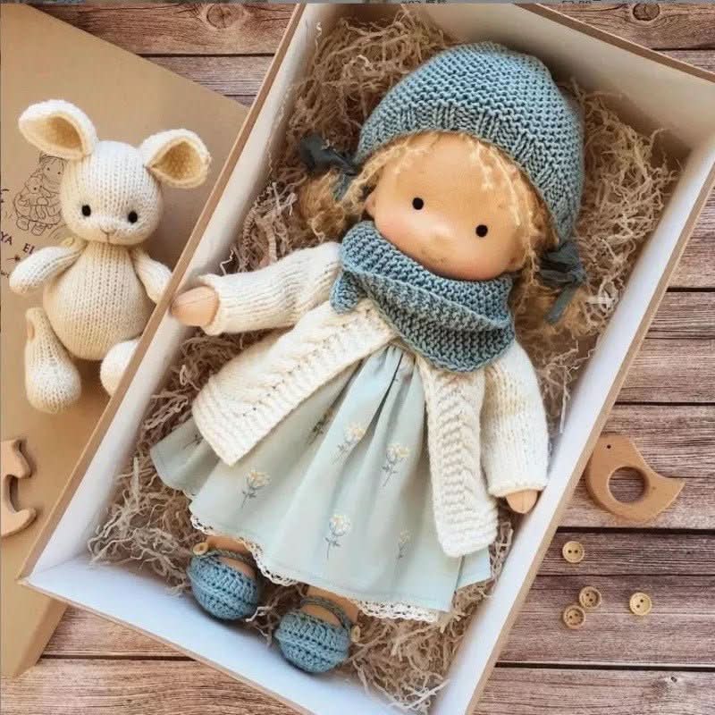Handmade Waldorf Cotton Doll - Soft Natural Cuddle Companion for Imaginative Play and Nursery Decor
