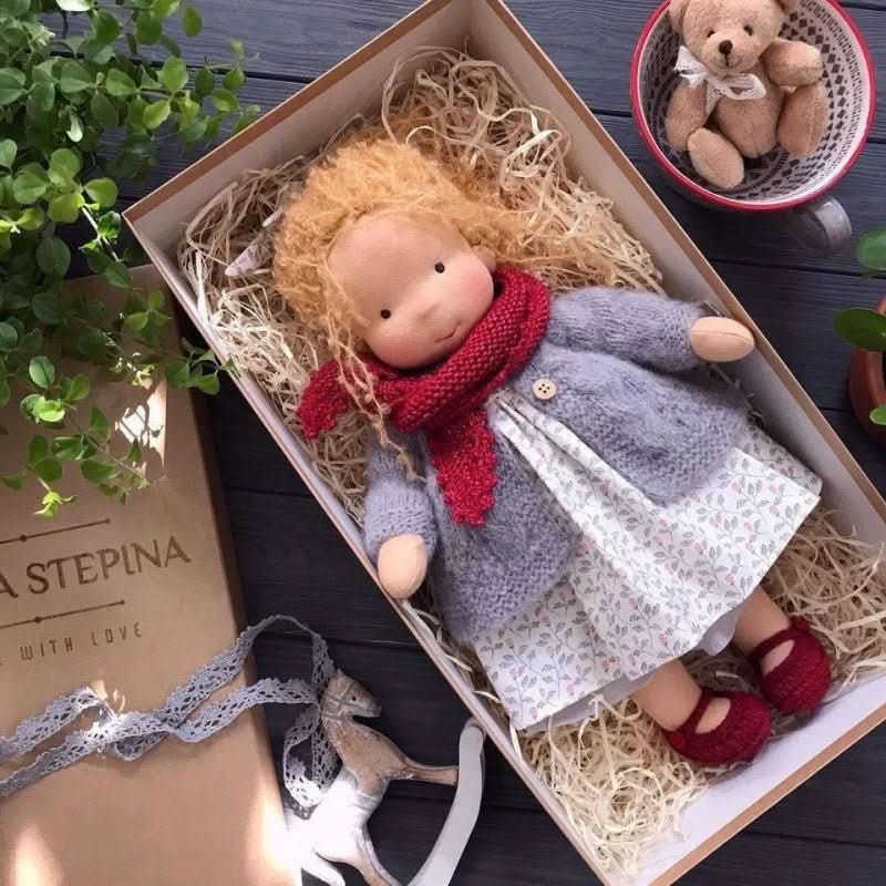 Handmade Waldorf Cotton Doll - Soft Natural Cuddle Companion for Imaginative Play and Nursery Decor