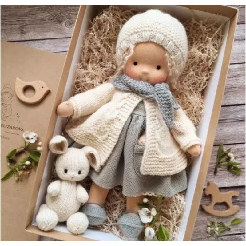 Handmade Waldorf Cotton Doll - Soft Natural Cuddle Companion for Imaginative Play and Nursery Decor