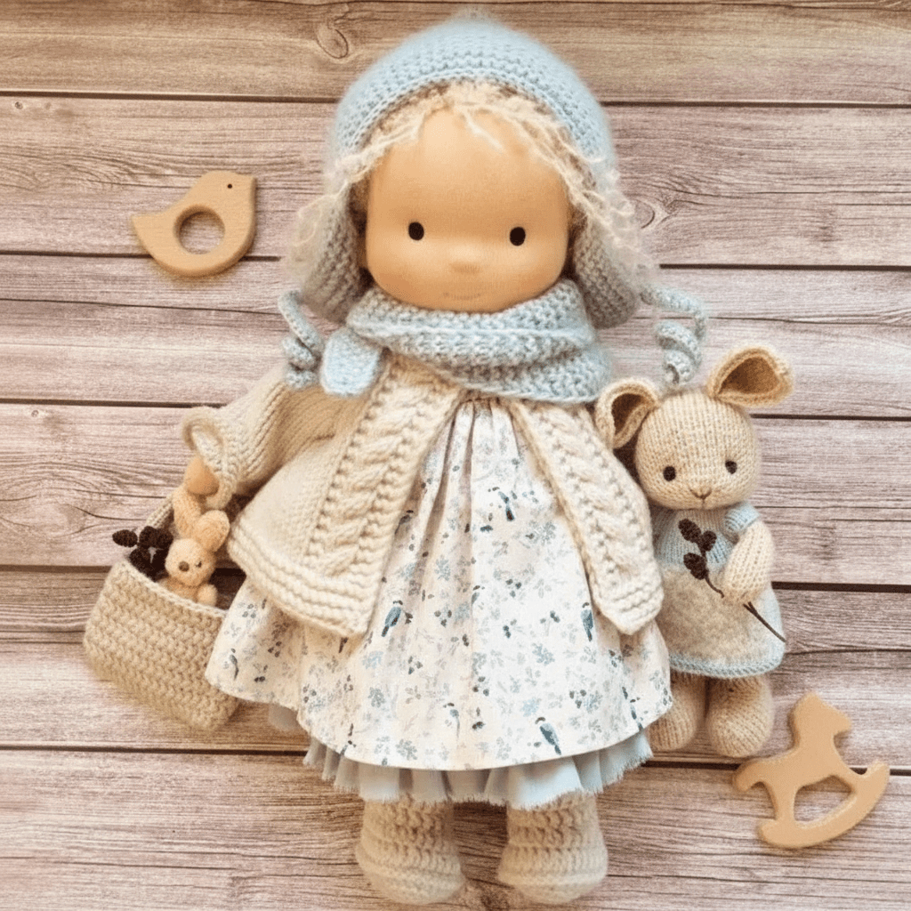 Handmade Waldorf Cotton Doll - Soft Natural Cuddle Companion for Imaginative Play and Nursery Decor