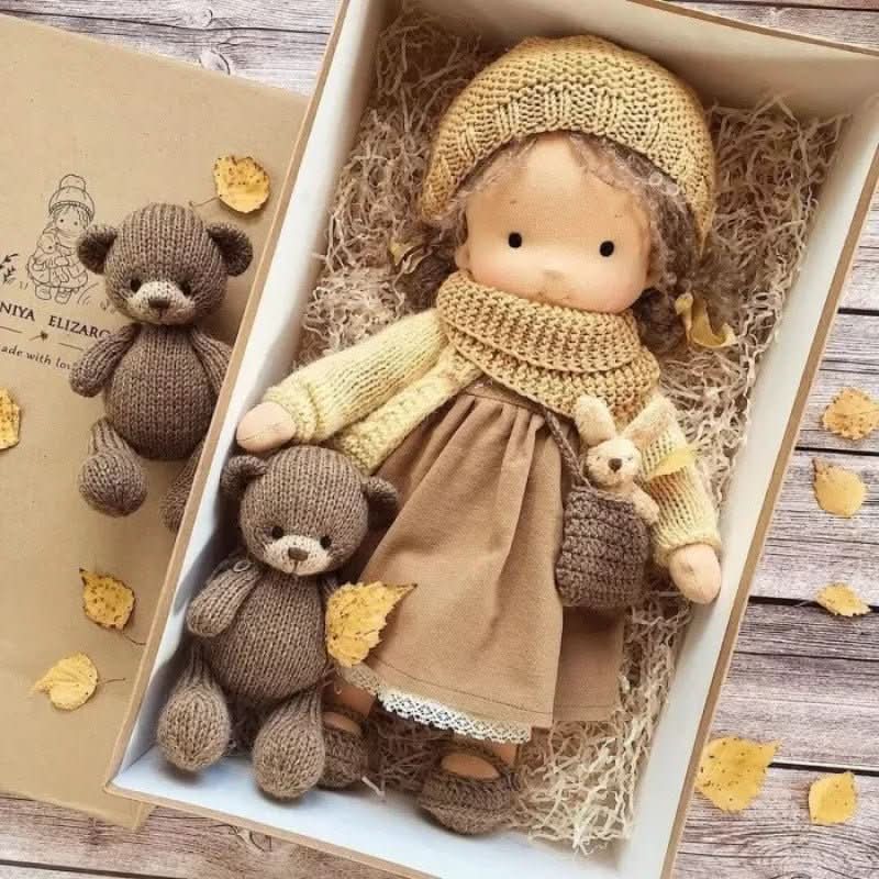 Handmade Waldorf Cotton Doll - Soft Natural Cuddle Companion for Imaginative Play and Nursery Decor