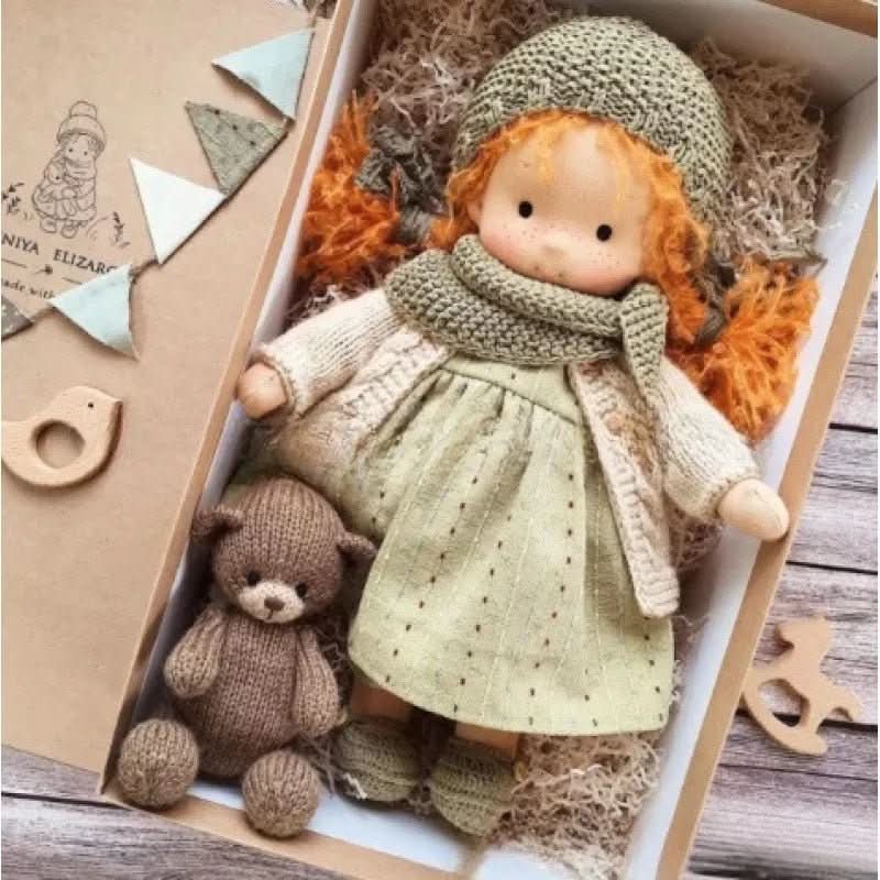 Handmade Waldorf Cotton Doll - Soft Natural Cuddle Companion for Imaginative Play and Nursery Decor