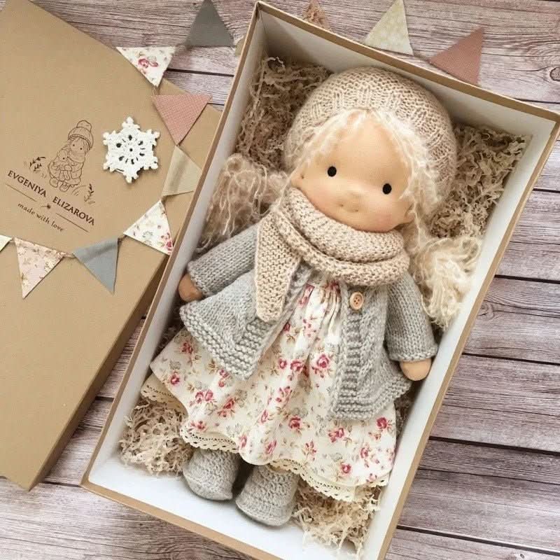 Handmade Waldorf Cotton Doll - Soft Natural Cuddle Companion for Imaginative Play and Nursery Decor