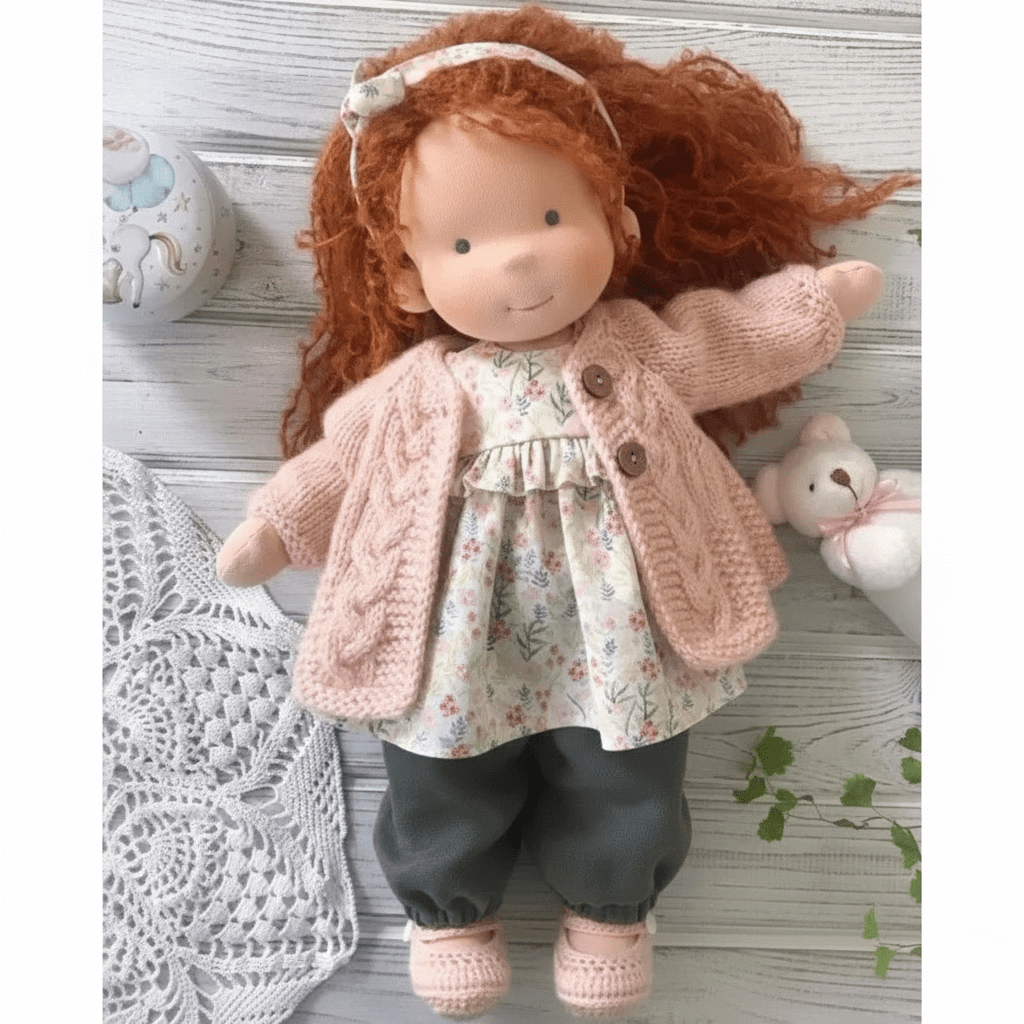 Handmade Waldorf Cotton Doll - Soft Natural Cuddle Companion for Imaginative Play and Nursery Decor