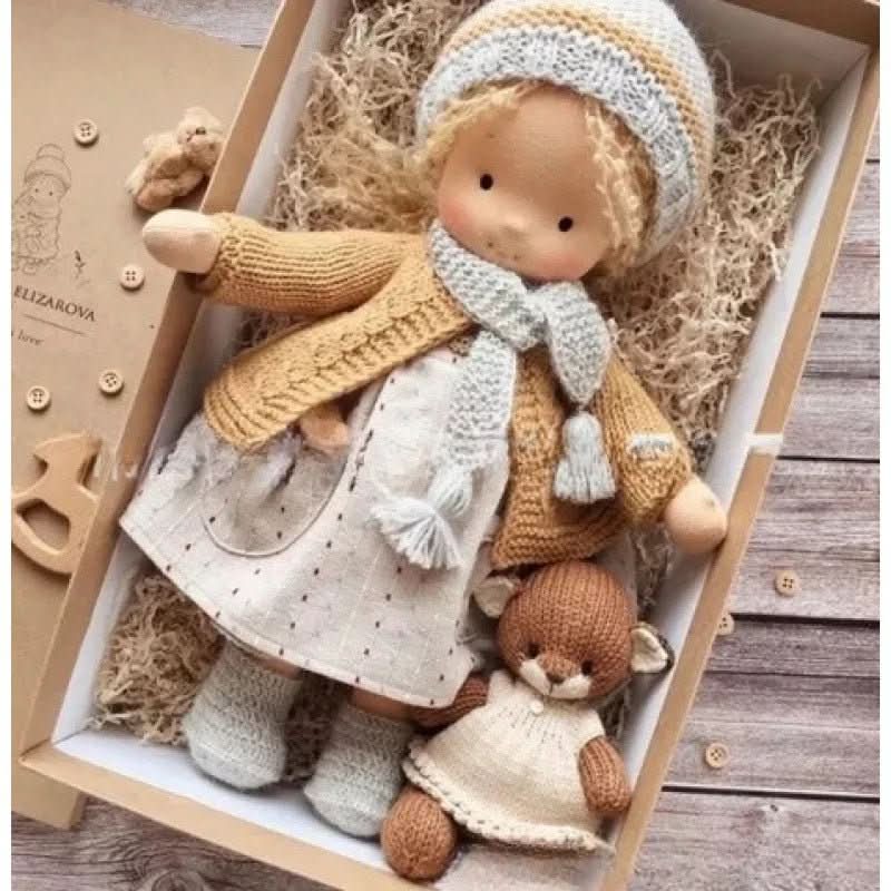 Handmade Waldorf Cotton Doll - Soft Natural Cuddle Companion for Imaginative Play and Nursery Decor