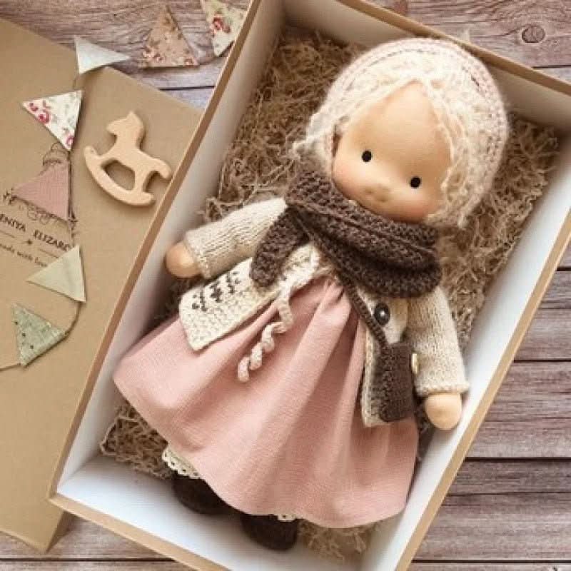 Handmade Waldorf Cotton Doll - Soft Natural Cuddle Companion for Imaginative Play and Nursery Decor