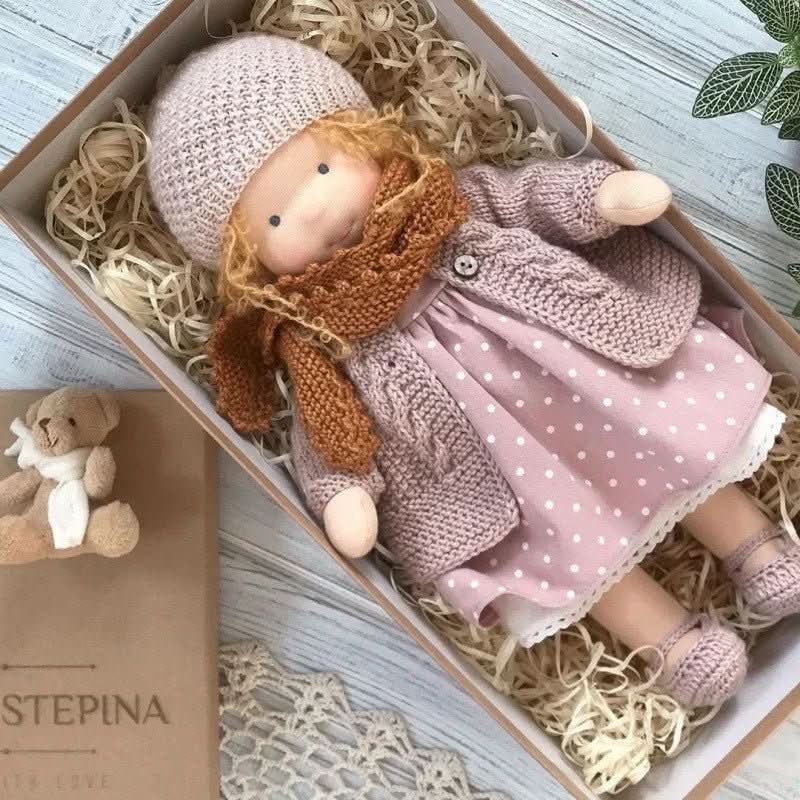 Handmade Waldorf Cotton Doll - Soft Natural Cuddle Companion for Imaginative Play and Nursery Decor