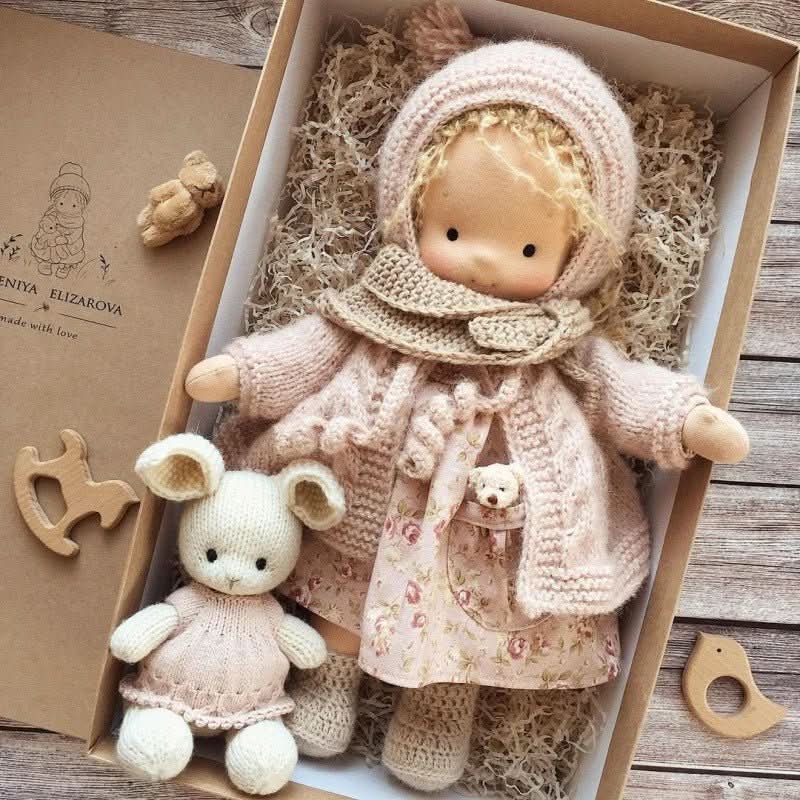 Handmade Waldorf Cotton Doll - Soft Natural Cuddle Companion for Imaginative Play and Nursery Decor