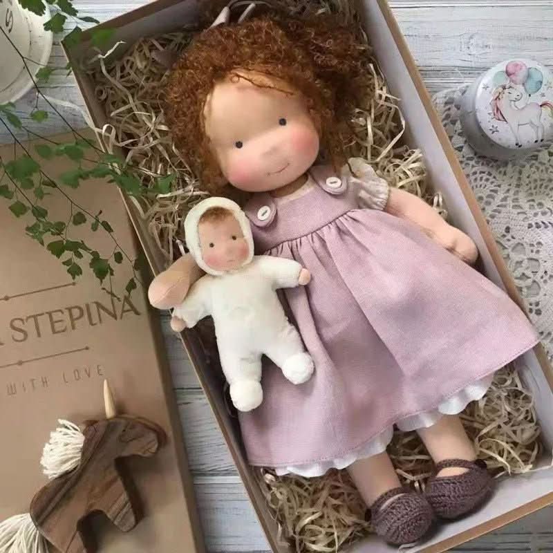 Handmade Waldorf Cotton Doll - Soft Natural Cuddle Companion for Imaginative Play and Nursery Decor