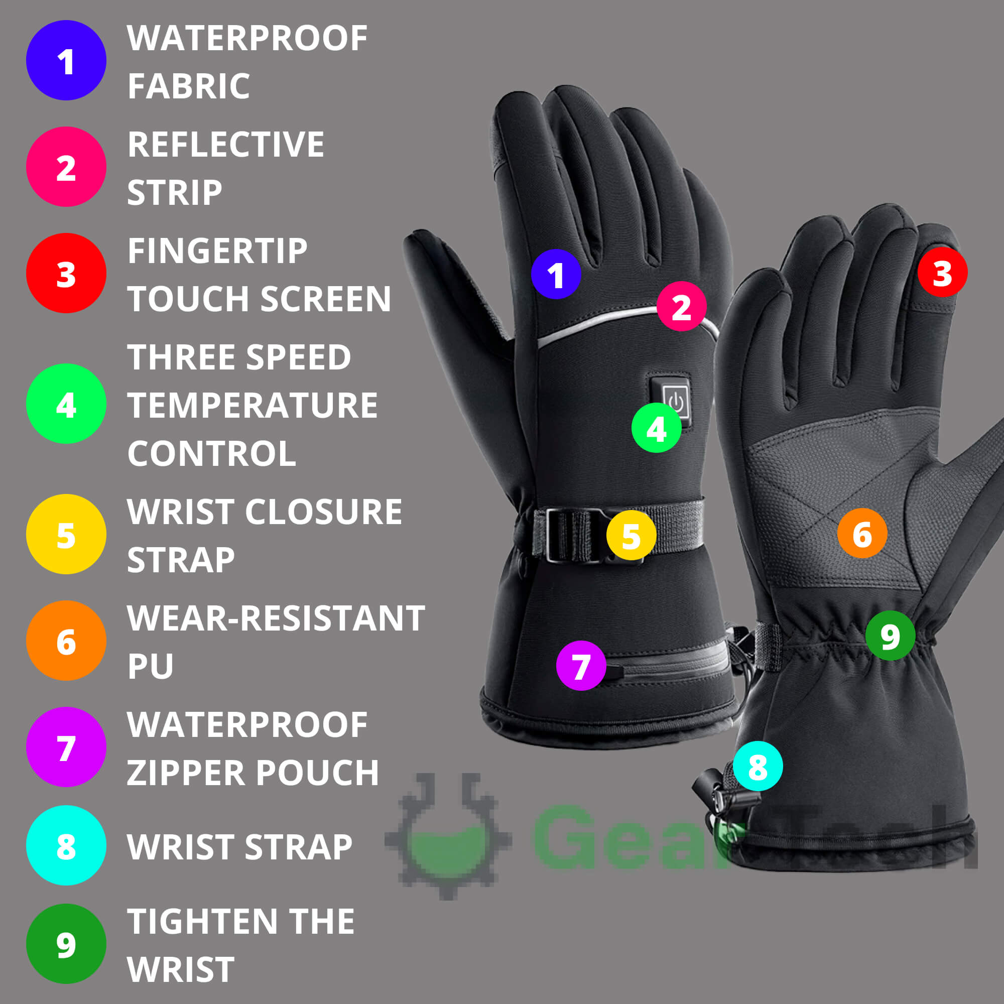 Rechargeable Heated Gloves, Waterproof, 3-Level, for Arthritis & Raynaud's Pain